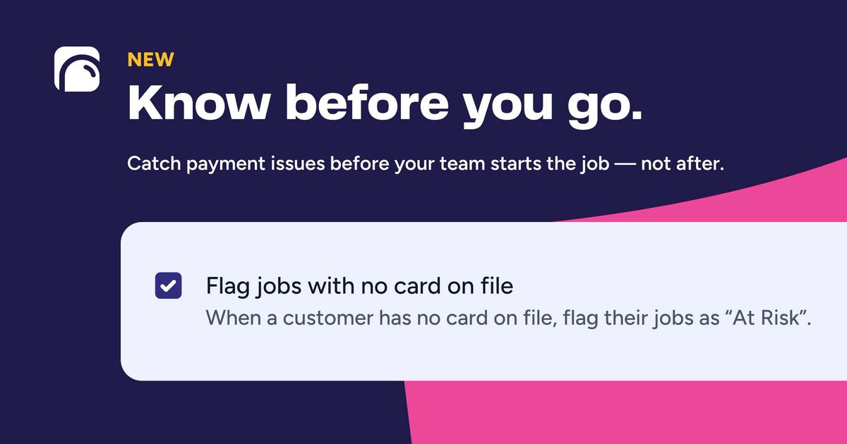 getallison's tweet photo. You can now have Allison automatically alert you if there’s an upcoming job where the customer does not have a card on file.

This is one of those small features that can prevent really frustrating situations for cleaning businesses. Instead of finding out after the job is done, your office can know ahead of time and handle it before the team even arrives.