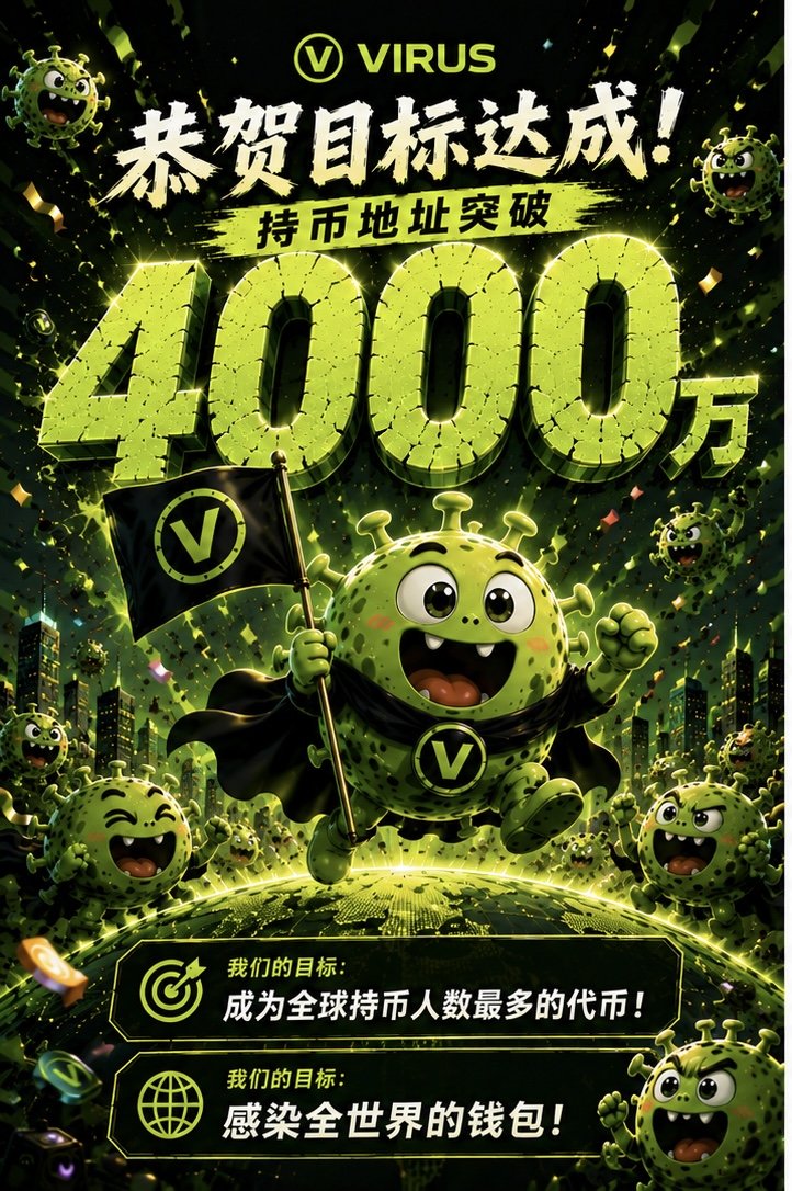 AussemPottHD's tweet photo. 恭喜 ＄VIRUS 持币地址突破4000万，下一目标1亿，10亿，30亿，永久增加！ https://t.co/G2VvN95ELr