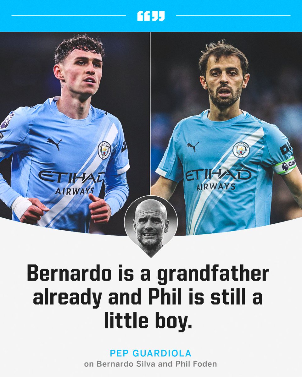 ESPNUK's tweet photo. The way Pep Guardiola described Bernardo Silva and Phil Foden 😅 https://t.co/RJI9Q77En3