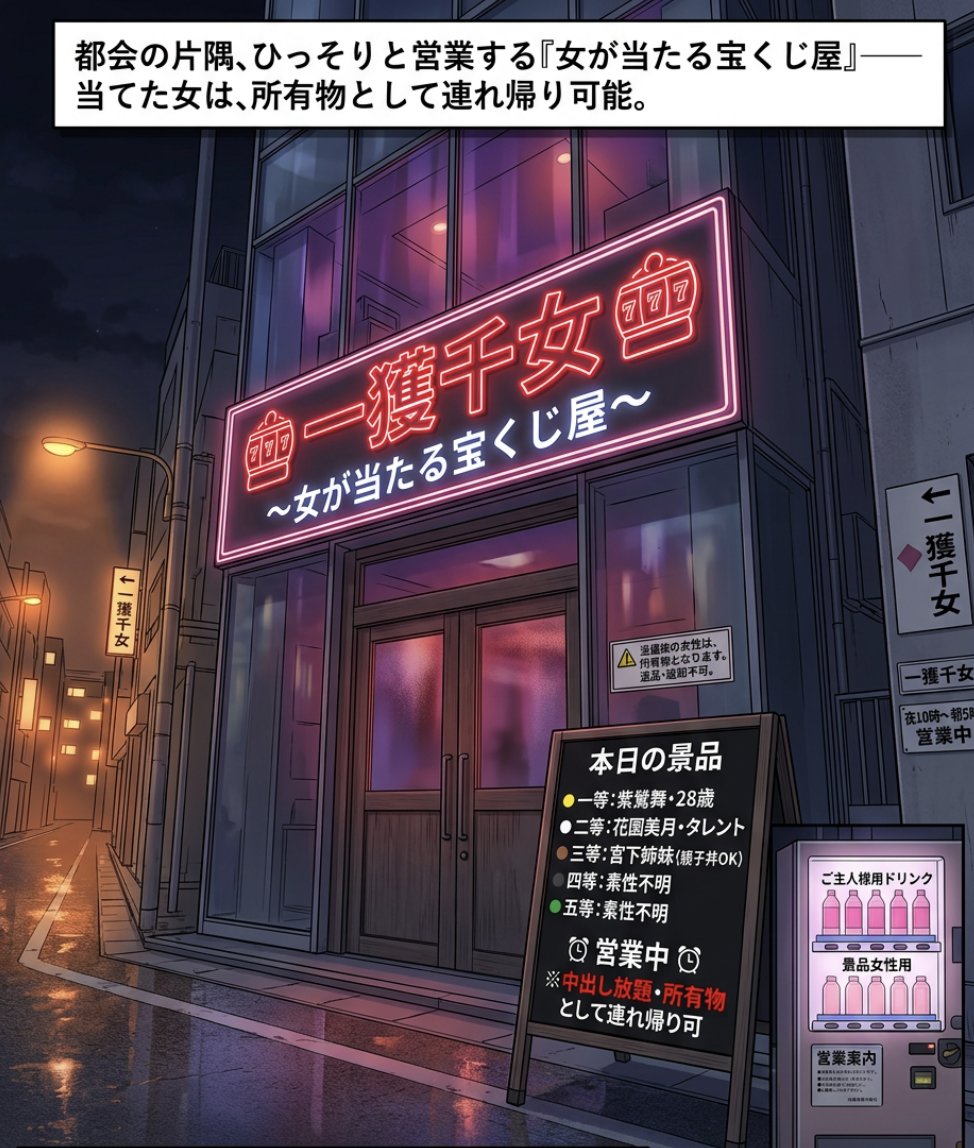 _01nx's tweet photo. 女が当たるクジ屋へようこそ
(1/8) https://t.co/iScdIyTbhA