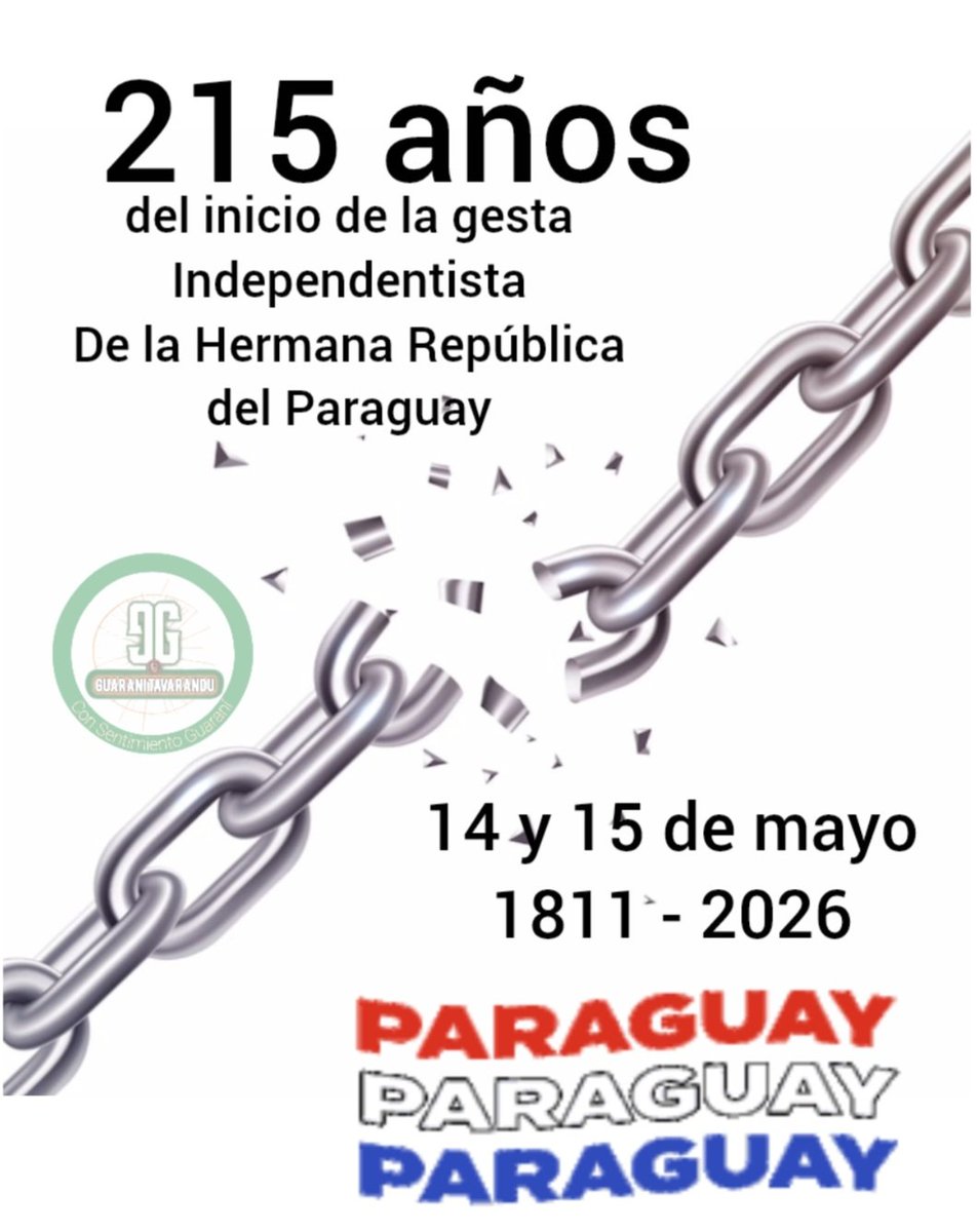 jurafari's tweet photo. ¡Feliz 14 y 15 de mayo, Paraguay! 🇵🇾

215 años de la gesta de 1811.  
Una revolución sin sangre, hecha de coraje guaraní.  
Pedro Juan Caballero, Yegros, Francia… nombres que son patria.

Que su legado siga ardiendo hoy.  
¡Viva el Paraguay libre!

#JRFGT 
Guarani Tavarandu® https://t.co/z9mBf1MLbY