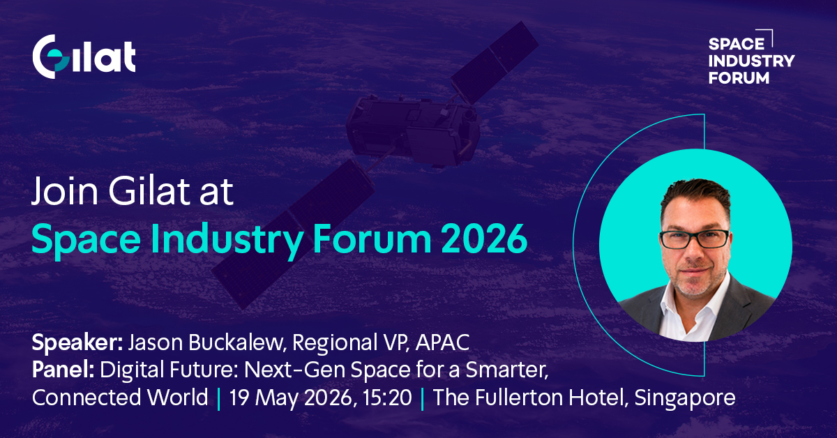 GilatSatNet's tweet photo. Thrilled to share that Jason Buckalew, Regional VP APAC, will take the stage at Space Industry Forum 2026 to discuss how next‑gen space technologies are transforming global connectivity. 🗓 19 May 2026 | 15:20 | Panel: Digital Future: Next-Gen Space for a Smarter, Connected World https://t.co/yXB1WGdP5Y