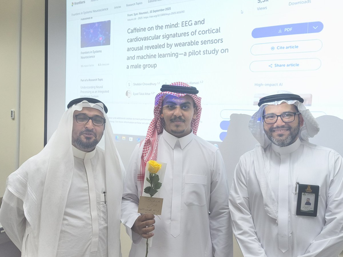 ECE_BME's tweet photo. يسر برنامج الهندسة الطبية أن يبارك للمهندس أحمد مؤنس العنزي بمناسبة اجتيازه لمناقشة الماجستير، وكان عنوان البحث "دراسة تأثير الكافيين على الجهاز القلبي والعصبي بإستخدام "EEG" و "Wearable Device"، ألف مبروك وعقبال الدكتوراه. https://t.co/XA1XlUa7Zc