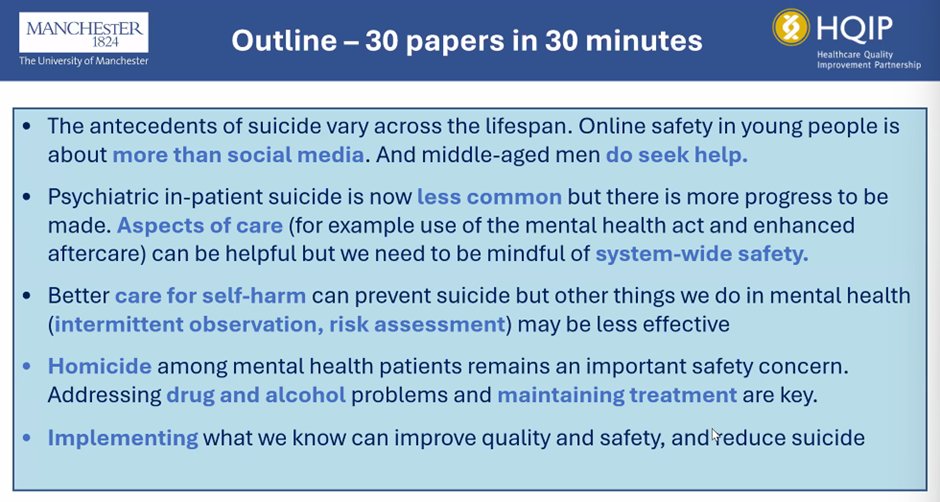 NCISH_UK's tweet photo. Professor Kapur summarises the key findings and recommendations to improve care from 30 NCISH papers #NCISH2026 https://t.co/HIUF76RgGZ