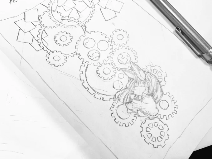 #皆さんラフと塗った後を見せてください
ラフ画と完成 