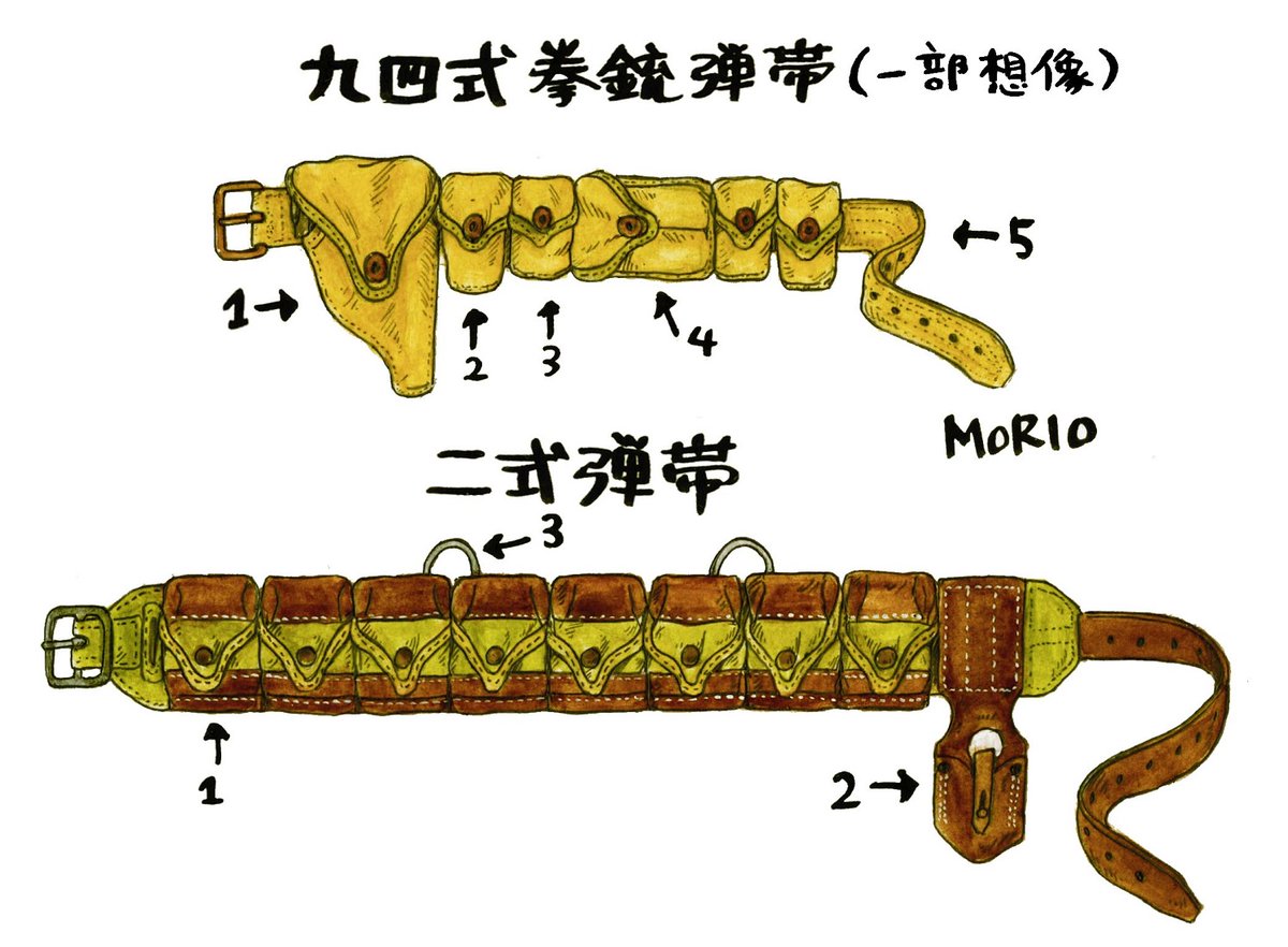 日本軍　日本陸軍　九四式拳銃弾帯　空挺隊　ベルト　義烈空挺隊　弾帯　レプリカ 九四式拳銃弾帯と二式弾帯。どちらも義烈空挺隊が装備してます。二式は