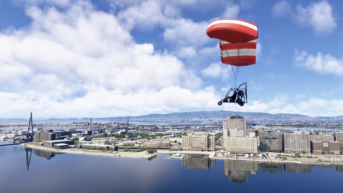 VF78PRdept's tweet photo. いつもとは気分を変えてPowrachute Sky Rascalでお散歩。
リッチなフォトグラメトリ都市をゆったり飛ぶには最高。
モーターパラグライダーとは違う、パワード・パラシュート(PPC)という日本ではあまり普及していない軽量航空機。
#MSFS #MSFS2024 #MicrosoftFlightSimulator2024 https://t.co/TcSeIrG6Dq