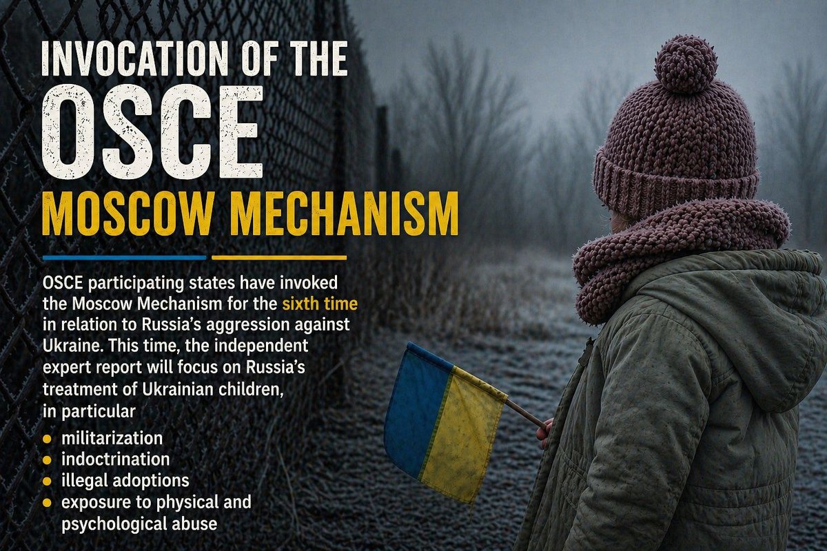 Canada2OSCE's tweet photo. No child should ever be a pawn of war.  Yet Russia is indoctrinating and militarizing Ukrainian children.  Today, 41 @OSCE participating States, including Canada, invoked the #MoscowMechanism to investigate these practices. https://t.co/SmAC0UdkX9