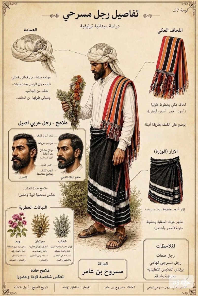 waad20058's tweet photo. تفاصيل أحد الأزياء الخاصة برجال تهامة جازان من رجل مسرحي من قبيلة مسروح بن عامر https://t.co/t1KUEfLF54
