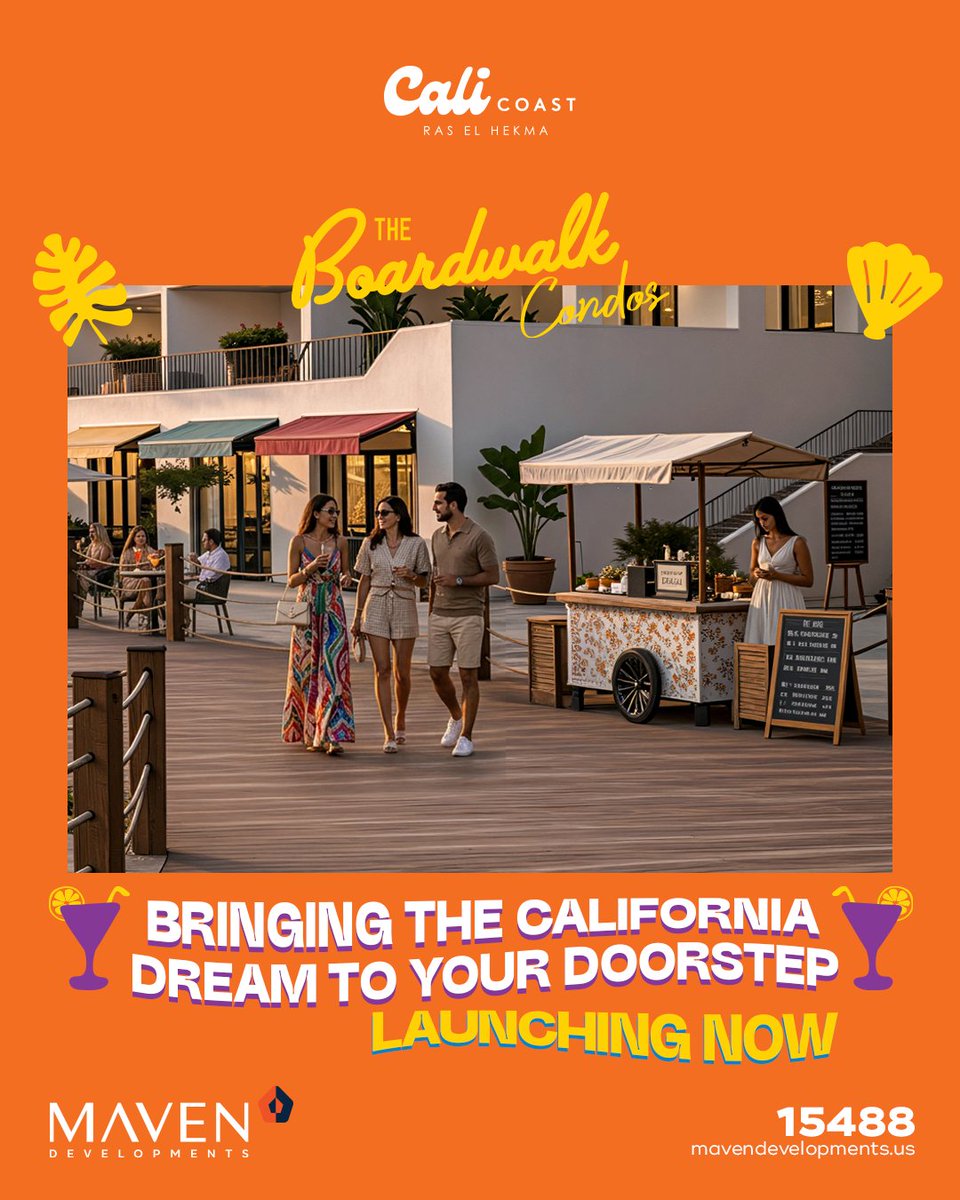 MavenDevelop's tweet photo. The Boardwalk Condos at Cali Coast Ras El Hekma are officially launching now. Live the California dream right at your doorstep.
Own your coastal home with 5% down payment ,equal installments over 9 years and delivery within 4 years.

#MAVENdevelopments
#CaliCoast https://t.co/TFUVJgQz6S