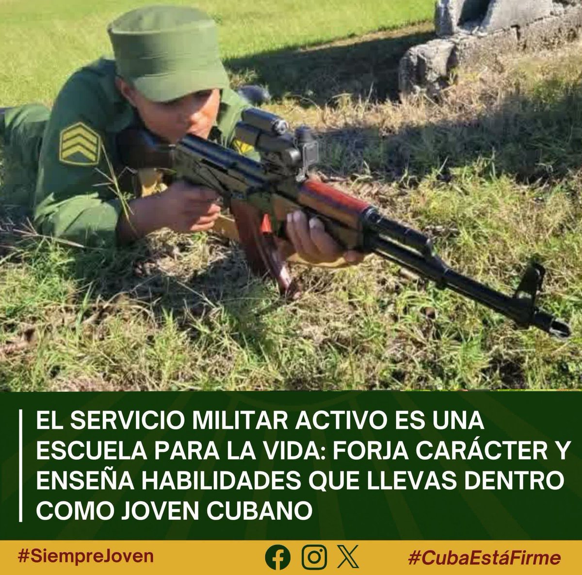 CentralEjercito's tweet photo. Nuestros jóvenes del Servicio Militar Activo🪖 fortalecen su carácter💪 y adquieren la mayoría de edad en nuestros colectivos,
🗣️ Sin duda alguna
 ¡el @MinfarC es escuela de patriotas!
#CubaEstáFirme #100AñosConFidel https://t.co/gtWSlXxpJz