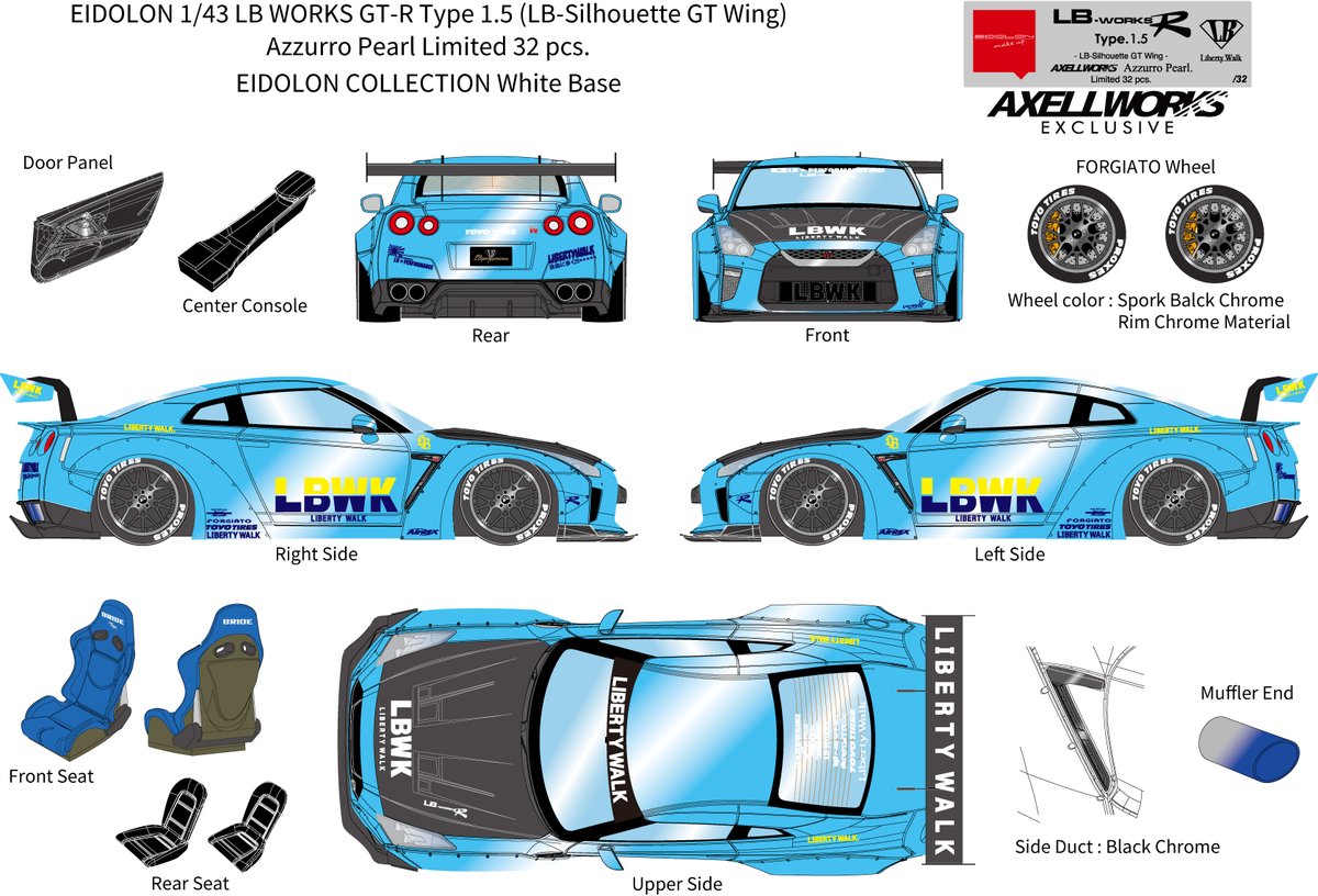 axellworks's tweet photo. 5月発売の限定商品の第2弾はこちら😊
LB WORKS GT-R Type 1.5 (LB-Silhouette GT Wing) 
Azzurro Pear Limited 32 pcs.
https://t.co/62I4WLfMu3
こちらも日本時間の5月17日(日)正午より販売を開始いたします‼️
ぜひ、ご検討のほど宜しくお願いします🙇‍♂️ https://t.co/lLCT6wHjdn