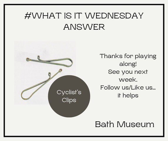 thebathmuseum's tweet photo. #WhatIsItWednesday Answer An early Victorian pair of CYCLE CLIPS and a very neat set of clips from the 1940s to stop your turn-ups getting caught in the chain. (Bizarre &amp; Outlandish Gadgets &amp; Doohickeys Pg 202) https://t.co/P3zrxYGv4W