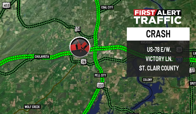 DestinyM_TV's tweet photo. First Alert:
There's a crash on US-78 E/W. at Victory Ln. in #StClairCounty. @WBRCnews @WBRCtraffic #wbrctraffic https://t.co/56cZboliXy