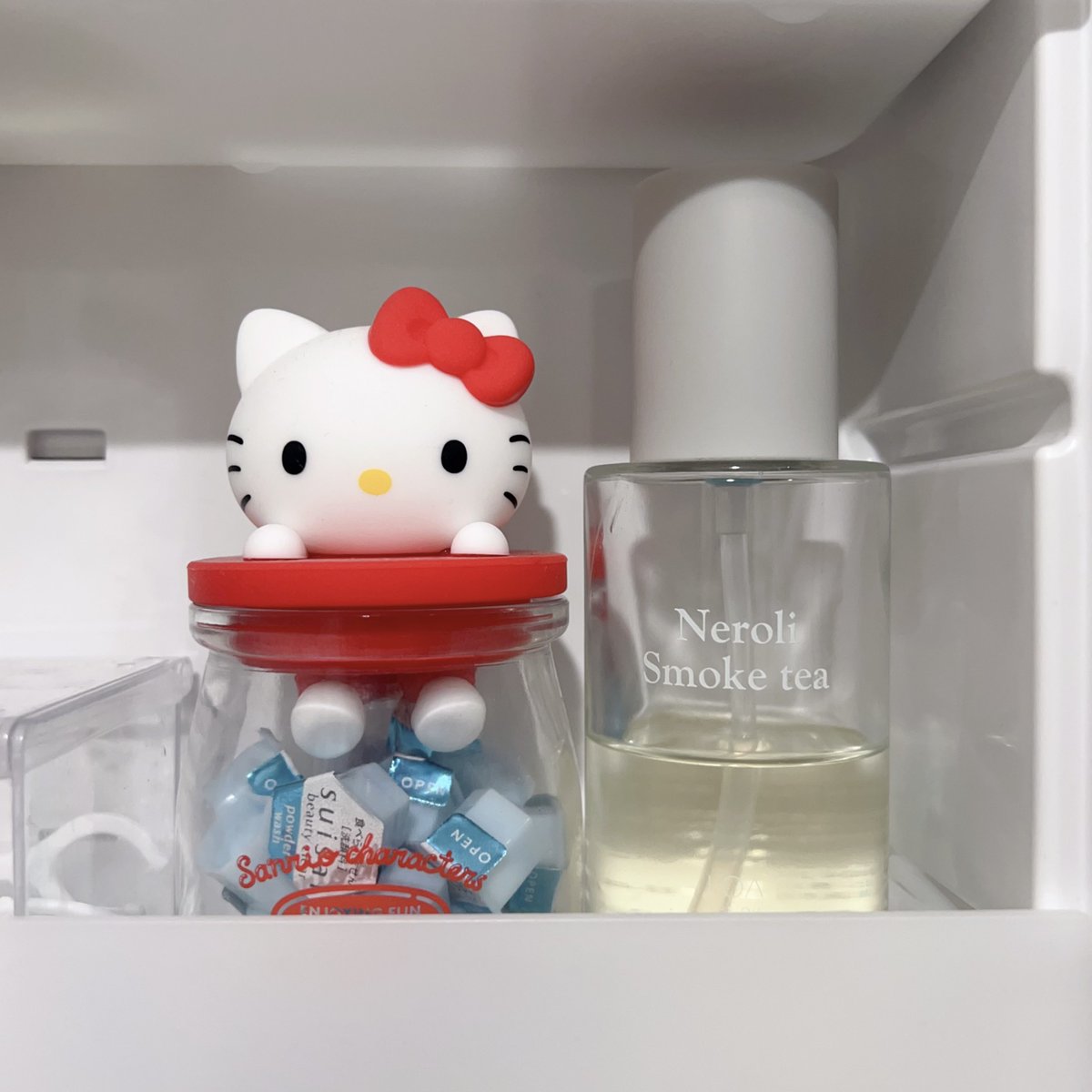 キティちゃんの瓶が酵素洗顔入れるのにぴったりすぎる！！ かわいいㅠ