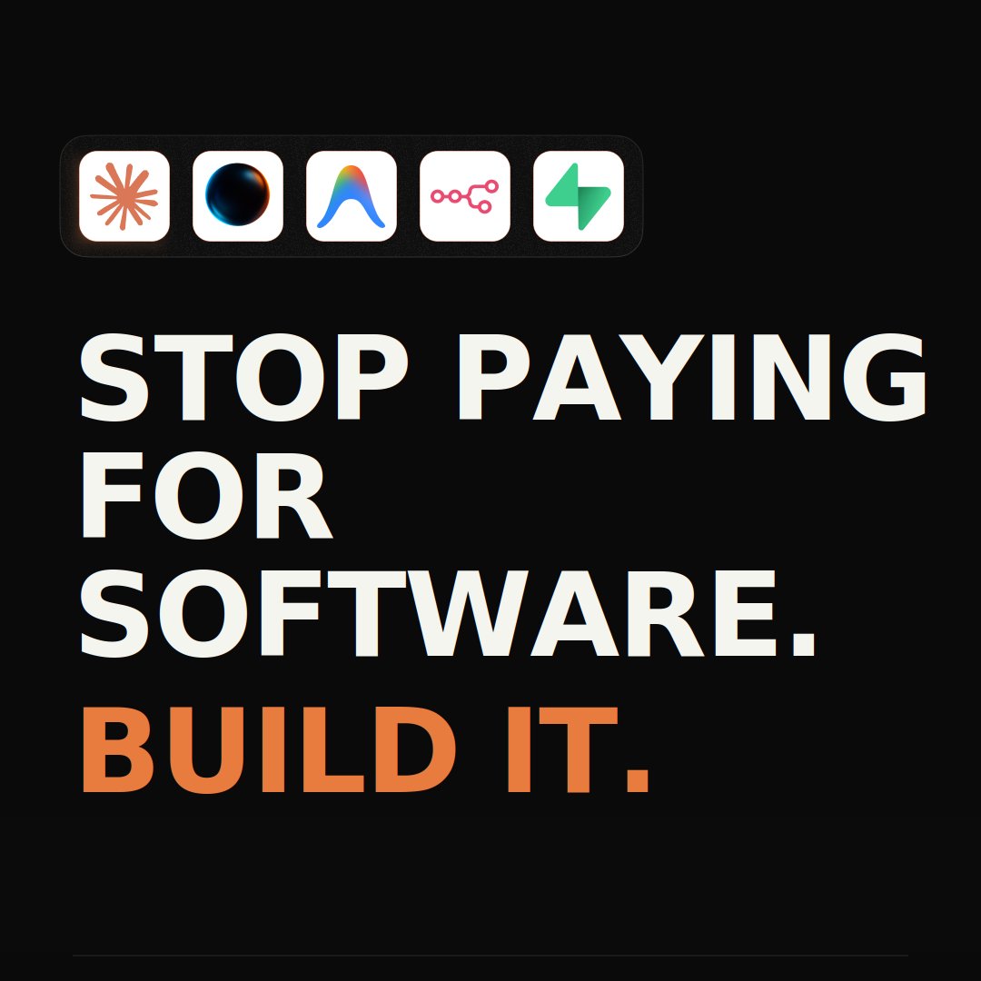 nexityorg's tweet photo. Stop paying monthly subscriptions for software you can build yourself in an afternoon.

You are renting your tech stack when you should own it. With Claude Code, you can prompt fully functional versions of your core apps into existence for free.

Here is exactly how to replace your core SaaS stack using Claude, Supabase, Vercel, and Resend:
1. Notion Replaced in two hours. You prompt Claude to build a custom markdown wiki with a slash command block editor. It uses Supabase for the Postgres backend and deploys for free on Vercel.

2. Typeform Replaced in ninety minutes. You generate a conversational UI with custom conditional branching on any answer. Submissions land directly in your database and trigger Resend emails.

3. Calendly Replaced in two hours. You build a custom scheduling interface hooked directly into the Google Calendar API. It handles booking and automated email confirmations in one seamless loop.

4. Loom Replaced in three hours. You build a custom screen recorder using the browser MediaRecorder API. You get unlimited video storage via Supabase, auto generated share links, and built in view tracking.

You go from paying monthly fees for features you barely use to owning custom infrastructure with zero limits.

Comment REPLACE below and I will send you the exact four prompts to build this stack yourself.