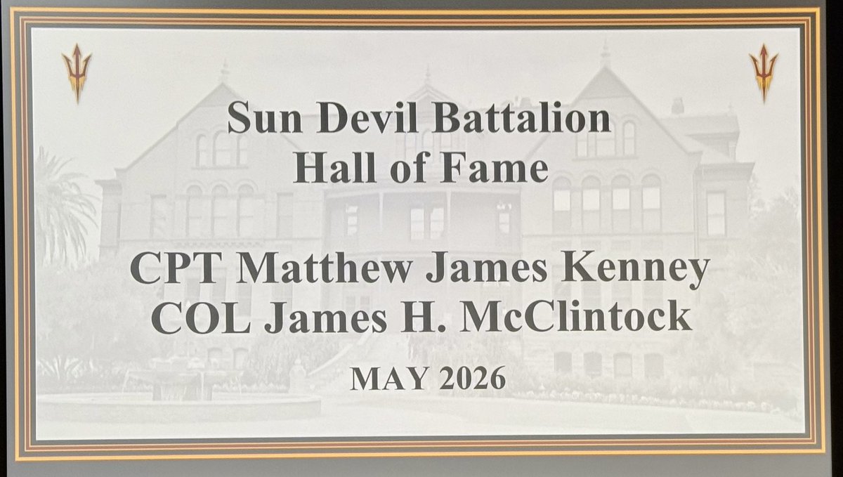 EchoCanyonUSA's tweet photo. Huge CONGRATS to our President of Public Affairs, @MattKenneyUSA, on his induction into the @ASU ROTC Hall of Fame! 🔱🎖️
A well-deserved honor for a leader who continues to serve our community with the same dedication he showed as a Sun Devil cadet.
#ForksUp and #MissionFirst! https://t.co/A7e6wZCYCS