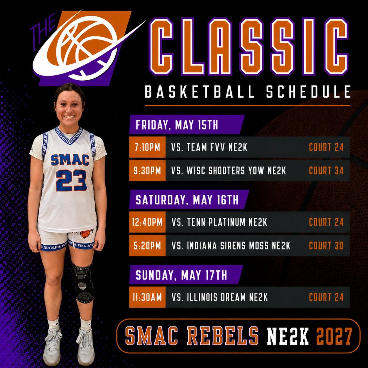 TaylorMiller_27's tweet photo. Here is my schedule for The Classic this weekend! 
@ScholarAthletic @SMACBasketball 
@NE2KHoops
@BresciaWBB @GC_TigersWBB @UnionKYWBB @Senator_WBB https://t.co/WSVxYUagoG