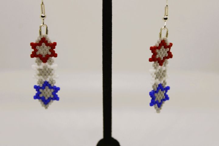 7bfleming's tweet photo. Art of the Day! "Patriotic Triple Star Earrings". Buy at: https://t.co/eL2u6jpjeC https://t.co/qSaAhhNM5Q