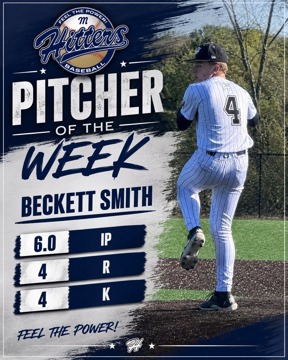hittersbaseba11's tweet photo. 🔥 PITCHER OF THE WEEK 🔥
Congrats to Hitters 14U Red Beckett Smith on earning Hitters Baseball Pitcher of the Week honors!
⚾ 6.0 IP
⚾ 4 K
⚾ 4 R
Way to compete on the mound Beckett! 💪
#FeelThePower #HittersBaseball #PitcherOfTheWeek #Baseball https://t.co/qtdYOh6z54