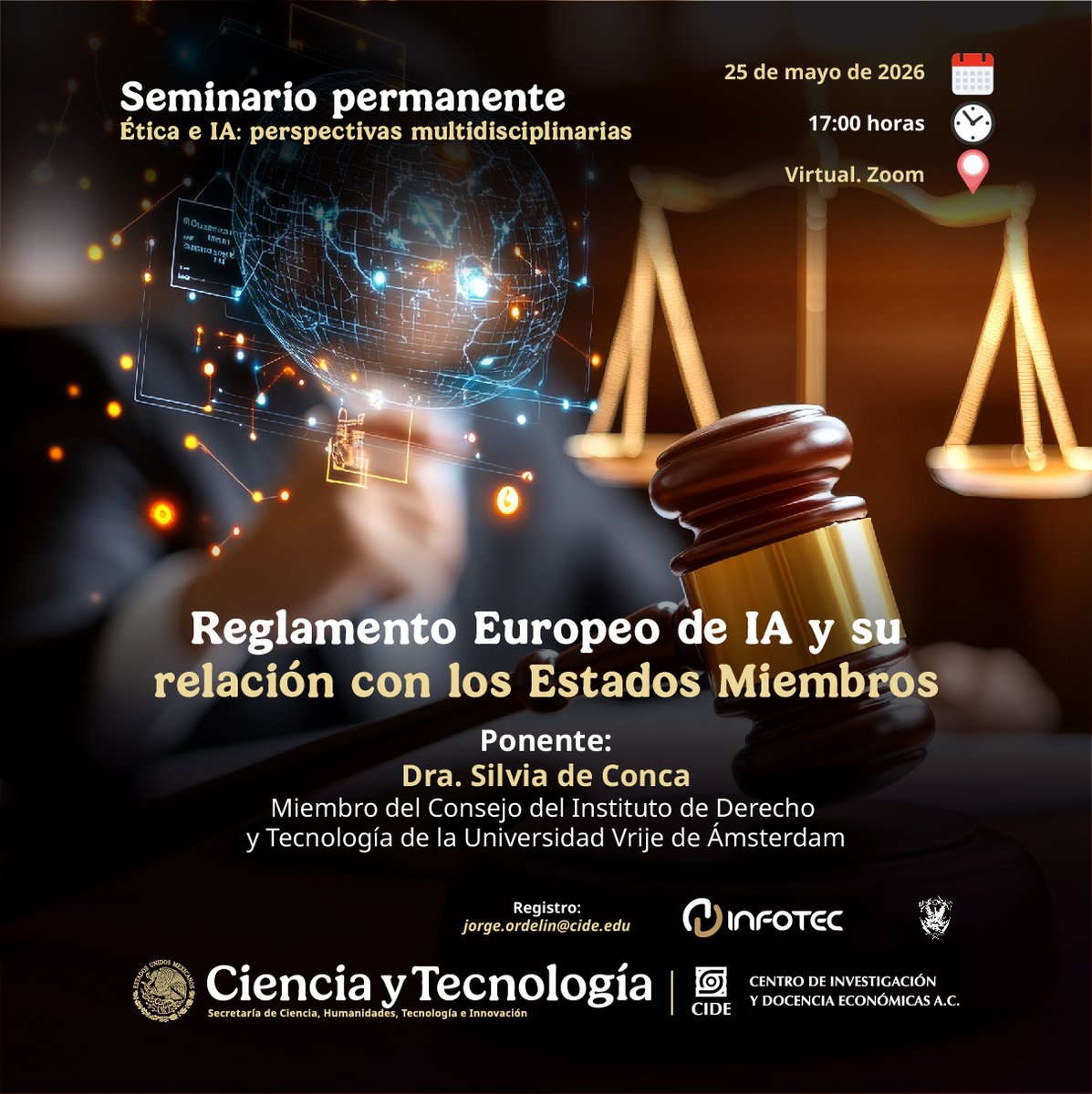 CIDE_MX's tweet photo. #AgendaCIDE | Asiste al Seminario permanente Ética e IA: perspectivas multidisciplinarias, con el temas: "Reglamento Europeo de IA y su relación con los Estados Miembros"

🗓️ 25 de mayo | 17:00 horas
ℹ️ Registro Zoom: jorge.ordelin@cide.edu https://t.co/Oq0eZkh0oY