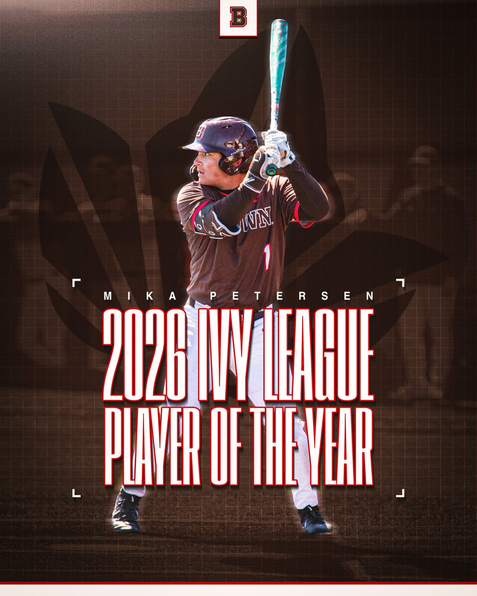 BrownU_Baseball's tweet photo. Mika Petersen: Your 2026 Ivy League Player of the Year!

Frank Holbrook and the coaching staff: Your 2026 Ivy Coaching Staff of the Year!

Bears pick up two major postseason awards to cap a solid regular season ⚾️🌿

https://t.co/85gxNNpvQS

#EverTrue https://t.co/0TGlYc2bGY