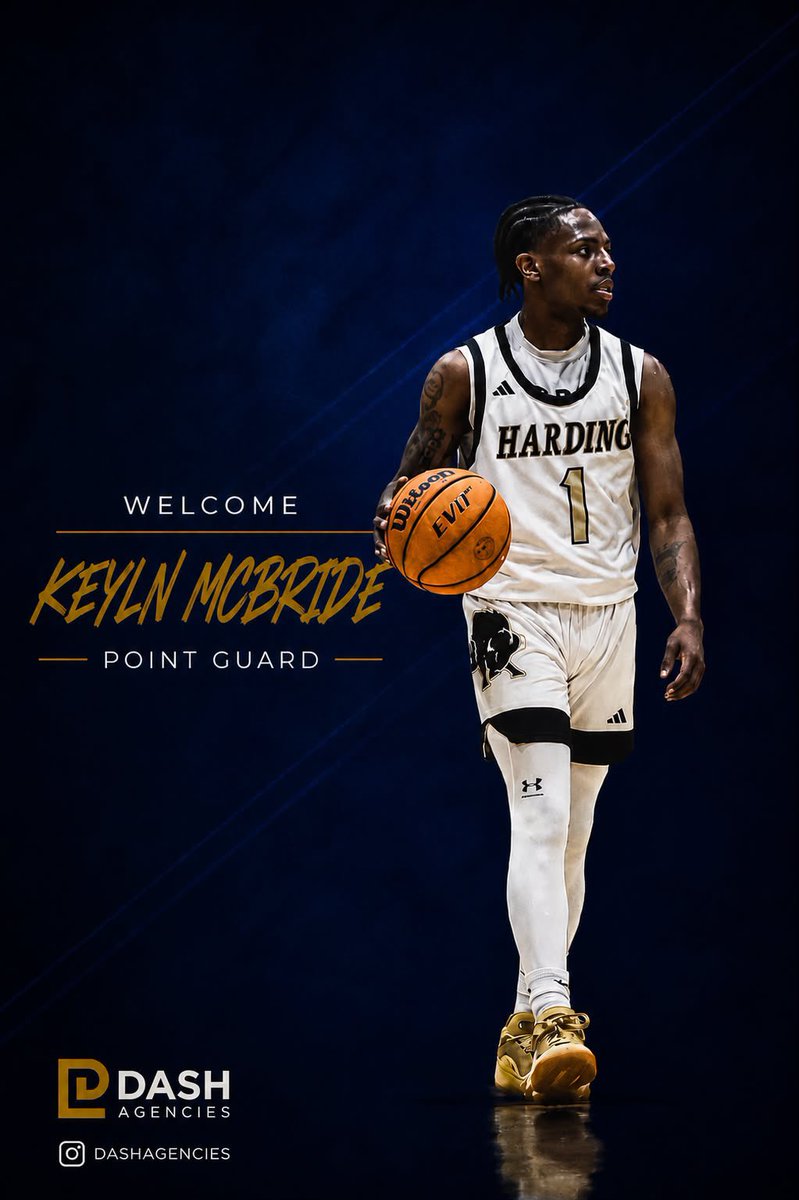 dashagencies's tweet photo. We are proud to officially welcome Harding University guard Keyln McBride to our agency family.

🏀 15.6 PPG
🎯 5.1 APG
🔥 40.4% 3FG

An elite scorer, playmaker, and perimeter threat ready for the next level. Excited for what’s ahead.

Welcome to the family, Keyln! 💼🌍 https://t.co/RgcF8wJxOu