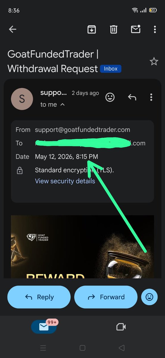 MuhammadFu54352's tweet photo. Withdrawal request submitted on May 12 at 08:15 PM PKT More than 48 hours have now passed. According to GFT’s official policy, delayed payouts beyond 48h should receive an extra $1000.
Now let’s see
@EdwardXLreal
@GoatFunded https://t.co/gDMbtgsQZC