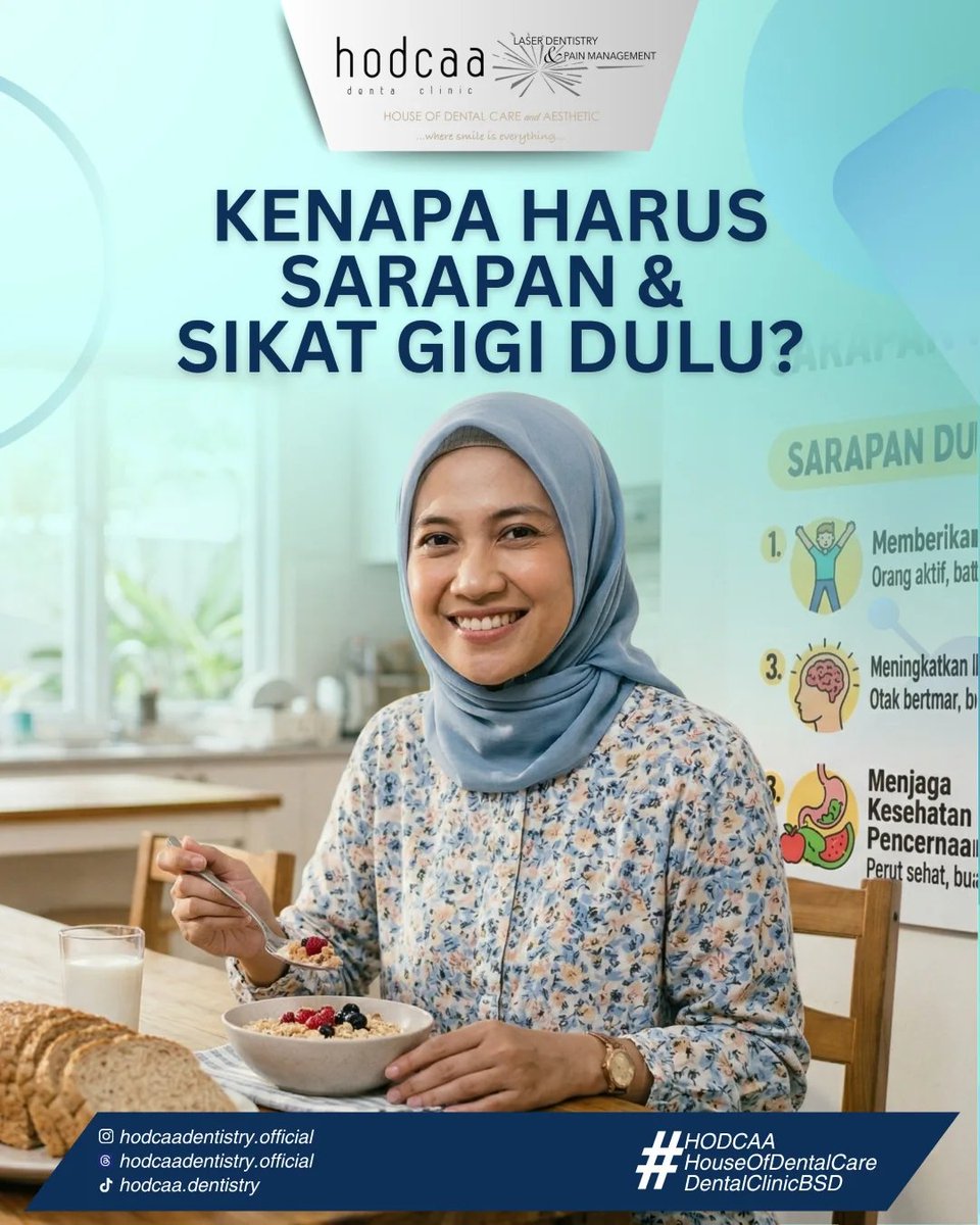 gracefulgums's tweet photo. Makanan bergizi akan memberikan energi dan kesehatan untuk tubuh, sedangkan sikat gigi akan menjaga kebersihan mulut agar nyaman saat pemeriksaan. Ayo, mulai hari dengan kebiasaan sehat!

#HodcaaDentalClinic #DentalClinicBSD #HodcaaBSD #PremiumDentalClinic #aestheticdental https://t.co/UxRp9WF3Zp