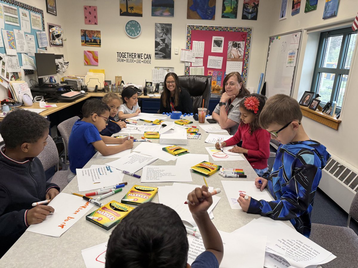 SKustka's tweet photo. Great morning @SamPlacentino @Holliston_PS making posters about belonging for our last Superintendent Roundtable #HollistonSchoolPride https://t.co/MrP3ZGoysY