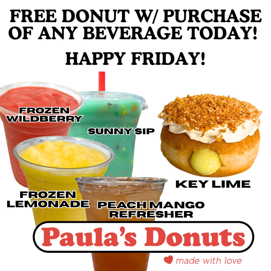 PaulasDonuts's tweet photo. Decisions... Decisions...
FREE DONUT w/ purchase of any Beverage today!!
Order online for a quick pick-up: https://t.co/g5NVtQcIhu
#birthdaycake #keylime #chocolate #peanutbutter #redvelvet #coffee #hotchocolate #milkndonuts #mintoreo #cookiesncream #donutslovecoffee #frozenwhitechocolate #icedcapp #cakebatter #redvelvet #peanutstick #peanutcream #chocolatecream #peanutbutter #BestDealInTown #fridayvibes #fridaymotivation #friday
