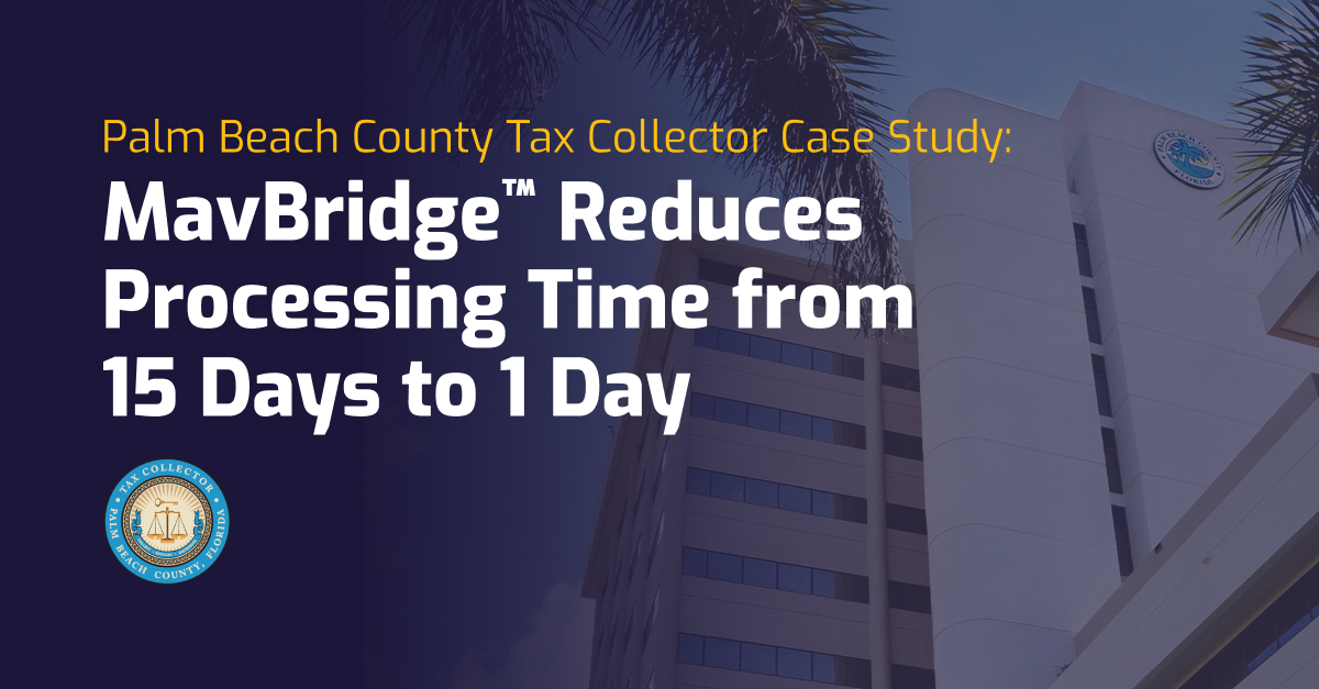 MavroImaging's tweet photo. Success in Palm Beach! 🌴 See how MavBridge helped the County Tax Collector process 600K+ payments faster and more accurately. Read the case study at https://t.co/oLkdKTkrxt https://t.co/e4ldvewlD6