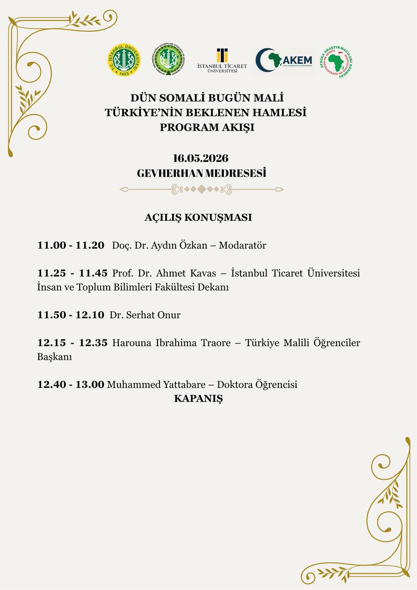 iuafrika's tweet photo. “Dün Somali Bugün Mali: Türkiye’nin Beklenen Hamlesi” başlıklı programımızda;Mali’de 25 Nisan itibariyle meydana gelen olayların bizzat bölgenin ve konunun uzmanları tarafından ele alınacağı programımıza katılımınızı bekliyoruz. https://t.co/6btxeRAF5K