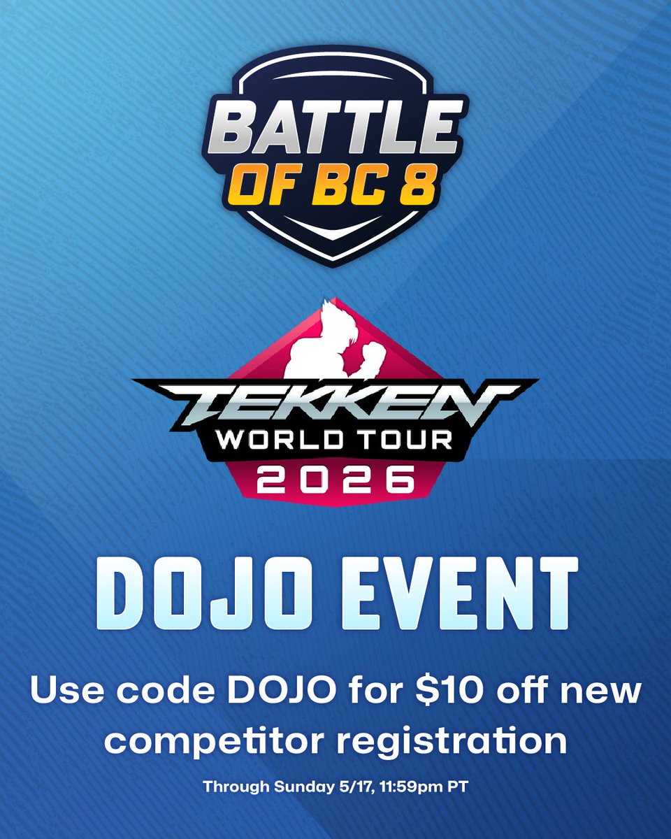 battleofbc's tweet photo. Battle of BC is proud to make our #TEKKEN World Tour debut as a Dojo event!

We invite top competitors to join us for an unforgettable tournament in Vancouver, now with a chance to earn #TWT2026 points. Over 100 attendees joined us last year for #TEKKEN8 at Battle of BC 7! https://t.co/ECnJO8H0s5