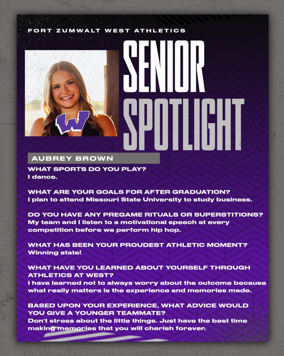 fzwactivities's tweet photo. Each day for the remainder of the school year, the Fort Zumwalt West school community will recognize the accomplishments and wisdom of our seniors as their graduation day approaches. https://t.co/GHyL9YUMmQ