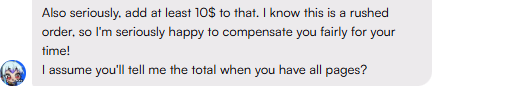 FiddlyTurtle's tweet photo. This is my first time on VGen a client offered to pay more than my usual prices. I may have shed a couple of tears 😭😭 So grateful for clients like this! 😭😭
#VGencomm https://t.co/7LDgCQb80C