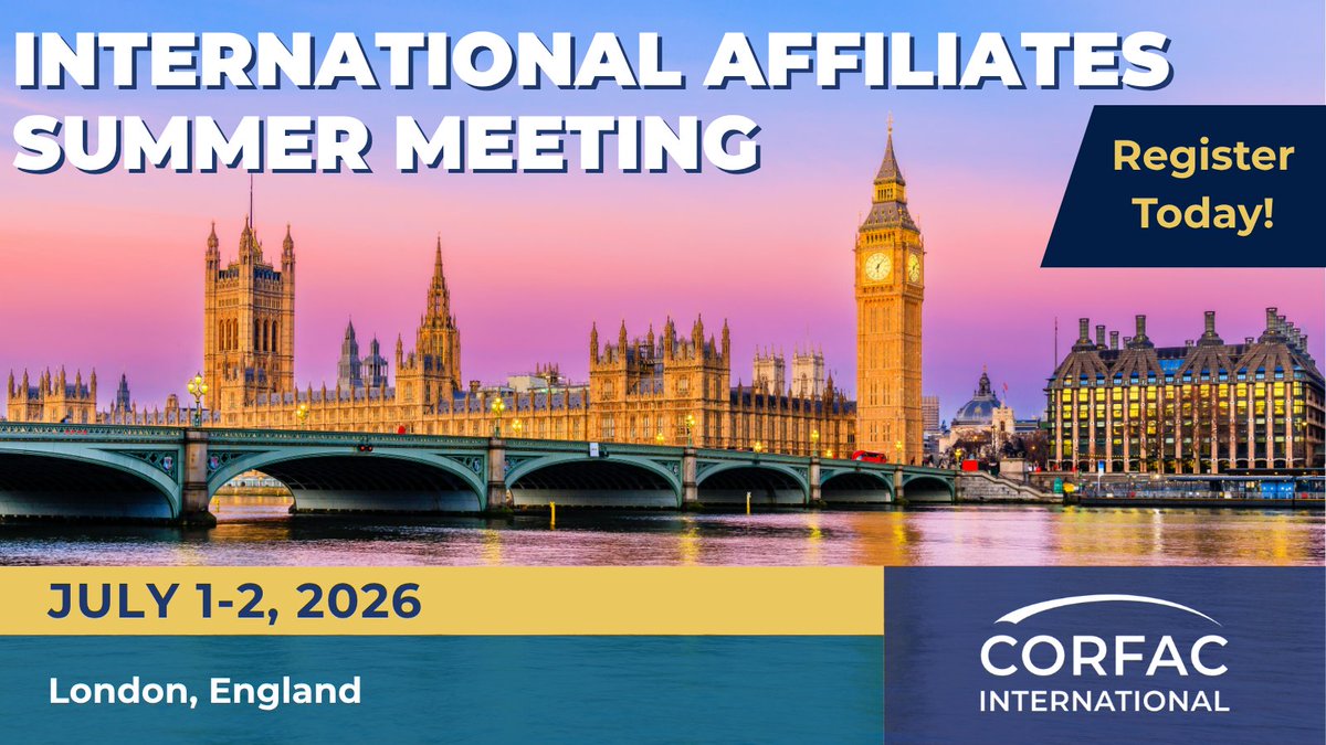 CORFACIntl's tweet photo. Reminder to register for the CORFAC International Affiliates Summer Meeting. Connect with fellow CORFAC members from around the world, gain valuable market insights, and strengthen relationships across the network.

📍 London, England
📆 July 1–2, 2026

➡️ https://t.co/qwmXH7svLg https://t.co/JIvd3kzhJ5