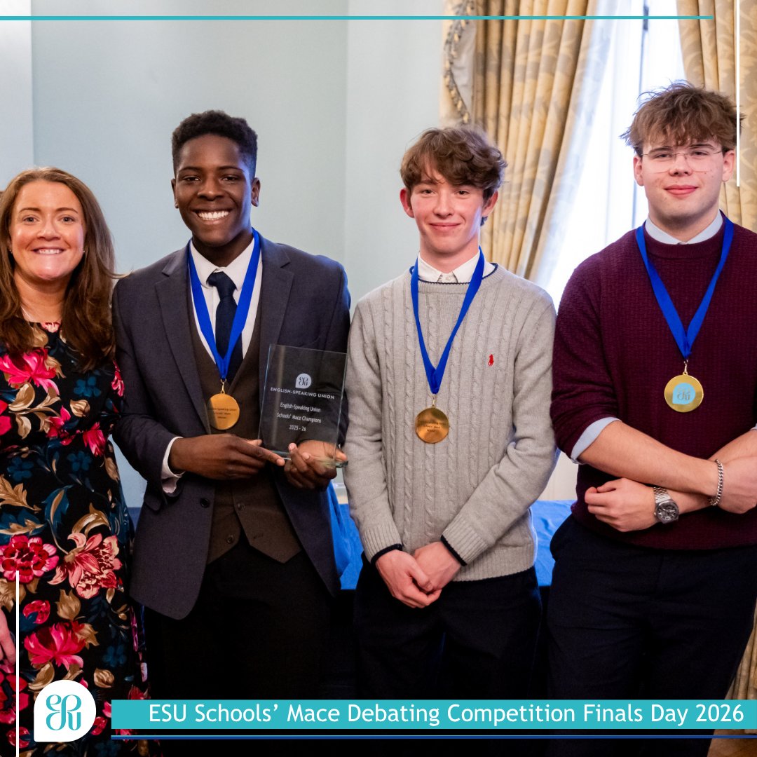 theESU's tweet photo. In case you missed it! This time last week we held the finals day of our ESU Schools' Mace Debating Competition right here in Dartmouth House, crowing our 2026 champions, St Joseph's College. 🏆

Read more about the day on the ESU website: https://t.co/5perCTdJmu https://t.co/i7XwSqdA5P
