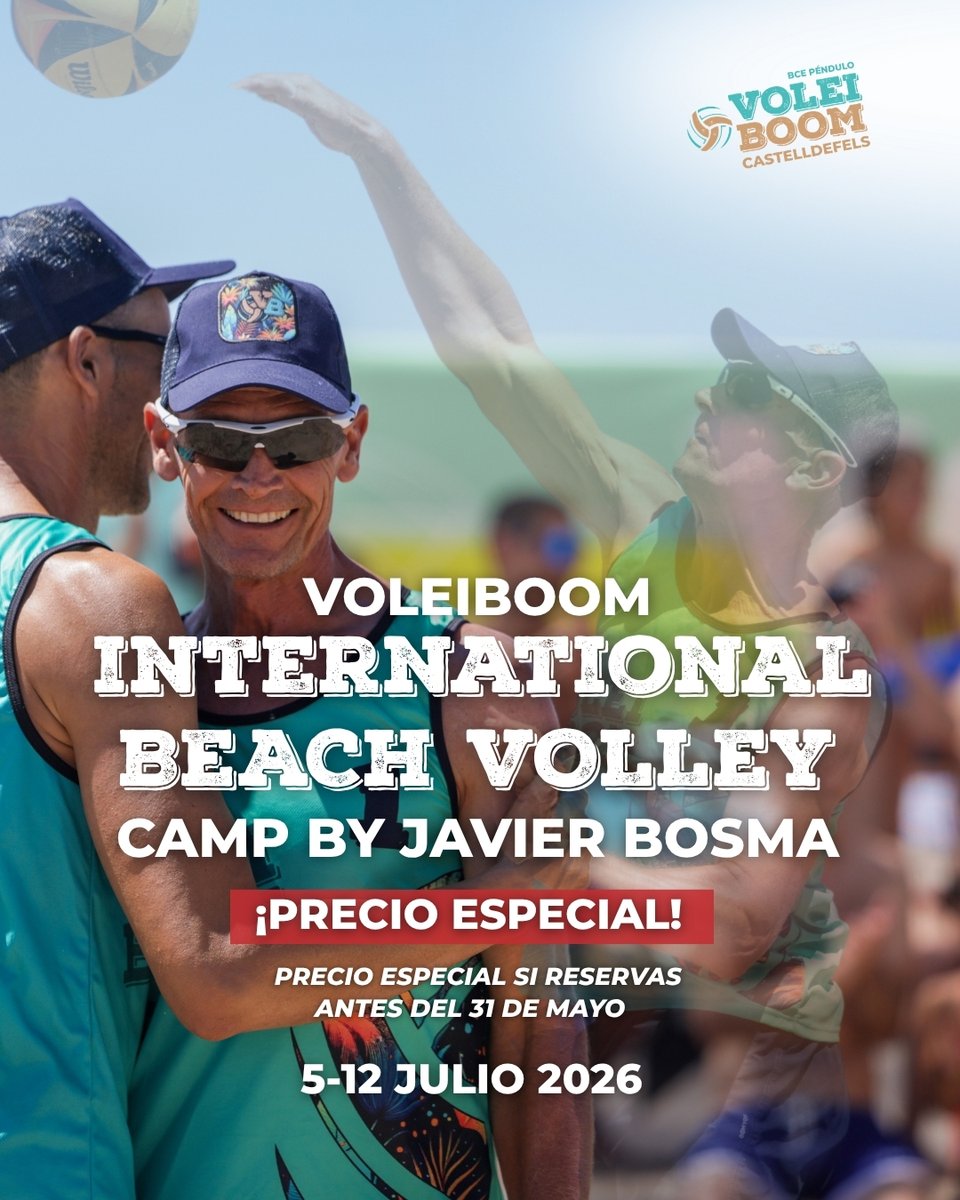 VoleiBoom's tweet photo. Apúntate al Voleiboom International Beach Volleyball Camp by Javier Bosma 🌊☀️
📅 Del 5 al 12 de julio 2026
🏐 Este verano llevamos tu voley al siguiente nivel

Toda la info: https://t.co/1qi77QJVJs

#voleiboom #summercamp #voleiboomcamp #javibosma #castelldefels https://t.co/WkmU1AOhuo