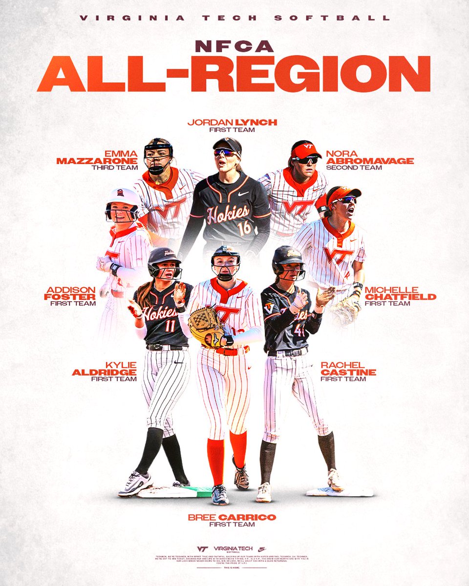 HokiesSoftball's tweet photo. Our 𝐞𝐢𝐠𝐡𝐭 @NFCAorg  All-Region Mid-Atlantic honorees 🌟

➡️ - https://t.co/j6iPcXtPkO

#Hokies https://t.co/GPnlIfUnLm