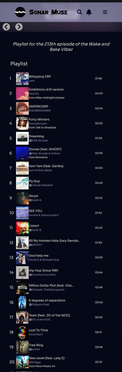 KillaStryder's tweet photo. This week's playlist consists of songs by 
@XRPLemi 
@b_mojaat 
@SwilkG 
@janshafn 
@stevespiffler 
@S1GHB3RS1NN3R 
@MoonManT 
@XRPBags @LadyEnigma1111
@TheDiploquacks @CheckBanchero 
@anXelsNFT 
@claudesteezkat 
@KDoftheNOC 
@GiiipsonPoet 
@MateyaWaMaina 
@Excavationpro https://t.co/TKhHSNUT3z