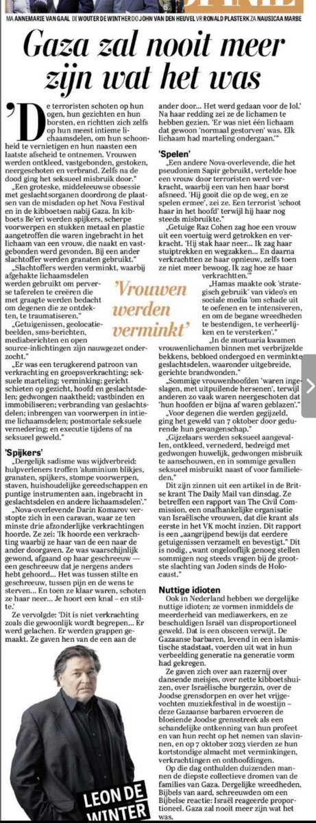 RonnyNaftaniel's tweet photo. Voor degenen die geen nachtmerries krijgen vd vreselijke Hamas wreedheden wijs ik alsnog op het stuk v #LeondeWinter in de Telegraaf. Hij somt daarin de gruwelijke misdaden op die Palestijnse terroristen begingen op 7 oktober. Dit n.a.v. het onderzoeksrapport vd Civil Commission https://t.co/YPWWDkINuJ