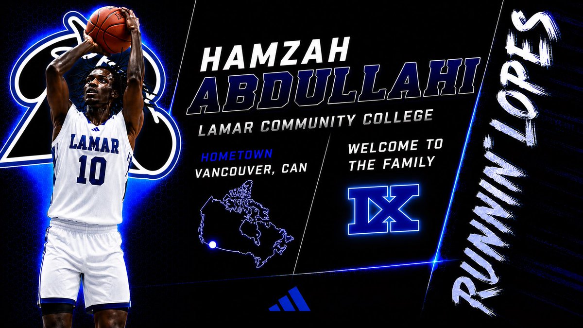 LopesBasketball's tweet photo. Let’s welcome Hamzah Abdullahi to the family! Transferring in from Hill College in Texas, he is a 6’9 W/F that provides versatility on both ends! Let’s work!

@z4myq6xj5n 

#LopesUp https://t.co/bkvpYhuZFS