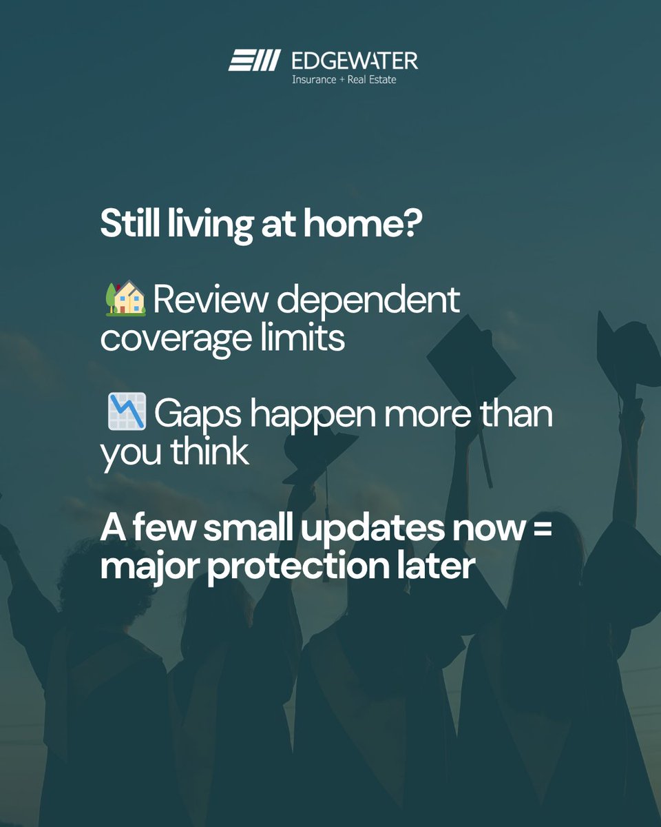 Edgewater_Blair's tweet photo. They graduated… now what about their insurance? 👀🎓

New stage = new risks. Renters, auto, health, and dependent coverage all matter.

Save this for your grad 💛 #EdgewaterInsurance #GraduationSeason #InsuranceTips https://t.co/YlJEuswImk