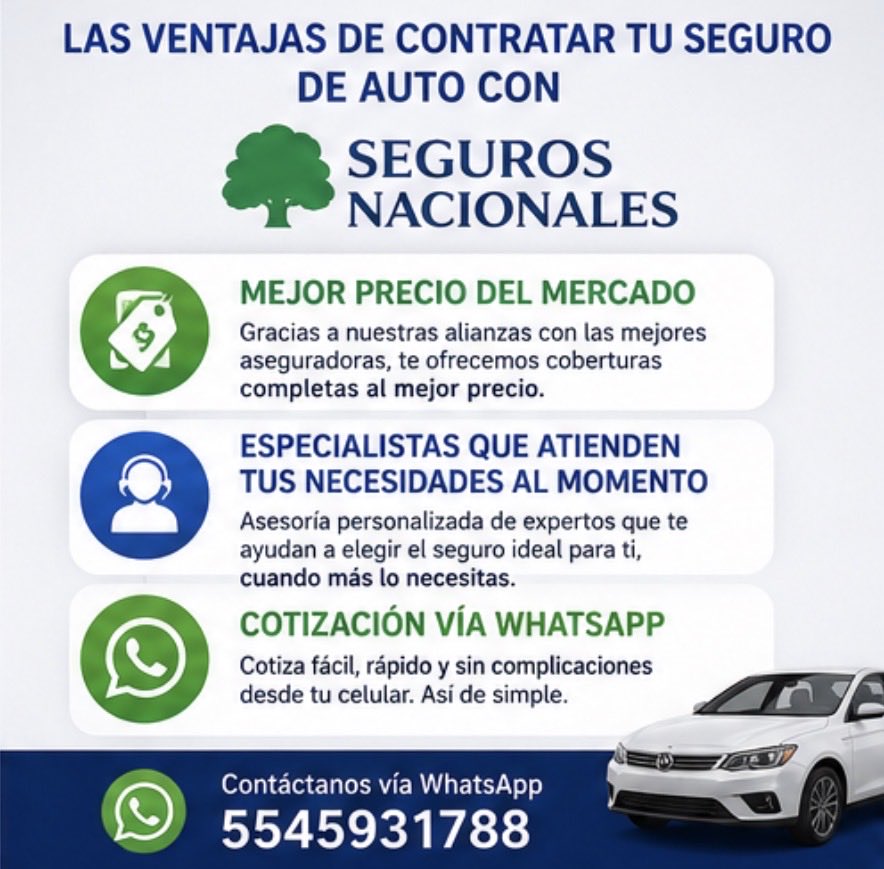 SacalAlberto's tweet photo. Cotiza el seguro de tu auto en minutos vía WhatsApp con un 50% de descuento #segurodeauto #tips https://t.co/wAfzz2hjAu