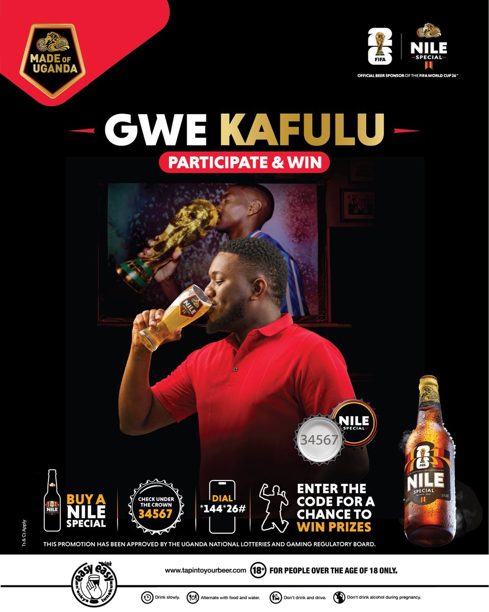 NileSpecial's tweet photo. You Win, They Win, We all Win!

Our World Cup “Gwe Kafulu” promo is officially live with a limited edition bottle… and HERE IS HOW TO WIN!

Buy a Nile Special, check under the crown for a code, dial *144* 26#, and enter your code for a chance to be a WINNER.

NileSpecialWorldCup NSFootball FIFAWorldCup