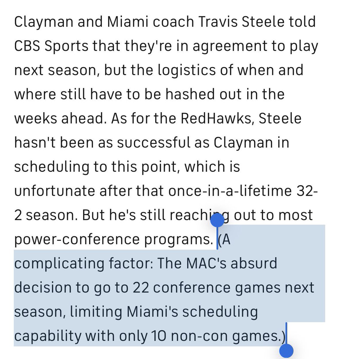BryanMiller33's tweet photo. Great for Miami, High Point and college basketball, we need more non-con games like this! 

Wonder how much this affects scheduling, for reference the MAC had been playing 18 conference games…  ⬇️ https://t.co/tboDiX5DLX