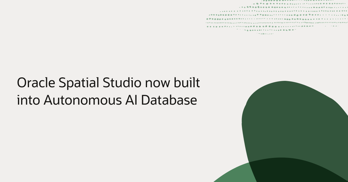 OracleDatabase's tweet photo. Integrated Oracle Spatial makes Autonomous AI Database the best choice for geospatial data exploration, analysis, visualization, service delivery, and custom application development. https://t.co/jROiZmKVdK https://t.co/1oxdwDwibX