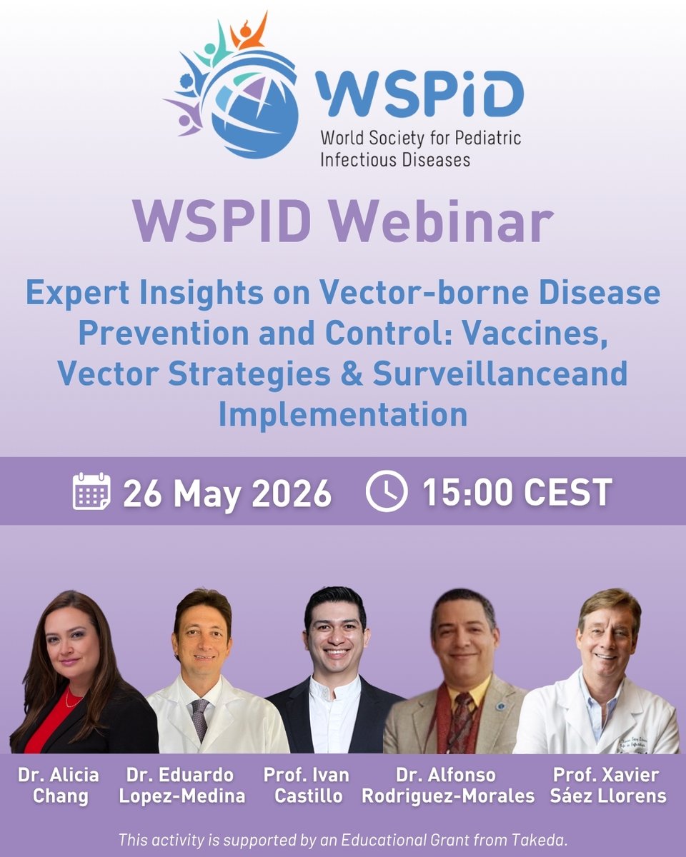 WSPID's tweet photo. 🤔How can vaccines, vector control, and surveillance work together to strengthen #dengue prevention and control?

📅26 May 2026 | 15:00 CEST
👉SIGN UP: https://t.co/FGshBe4rrA

Live simultaneous interpretation: English ↔ Spanish

Supported by an Educational Grant from #Takeda. https://t.co/oA6LciNF9Z