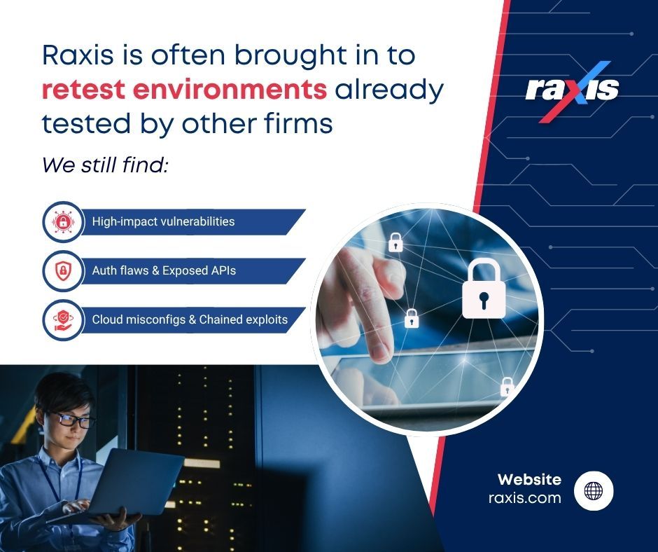 RaxisOne's tweet photo. Running scans more often isn’t continuous testing. Scanners flag patterns. They don’t validate exploitability or chain weaknesses. That’s where false confidence builds.
Raxis Attack pairs automation with real testers to validate and exploit findings.
🔗 https://t.co/mqKZDyXbLs https://t.co/qbnZWbmU1D
